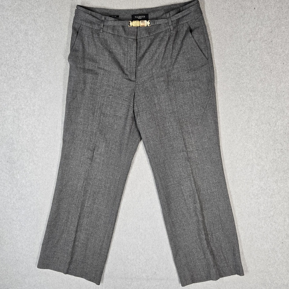 Talbots Women Pants 12P Gray  Polyester Wool Dress Pants Heritage Lined